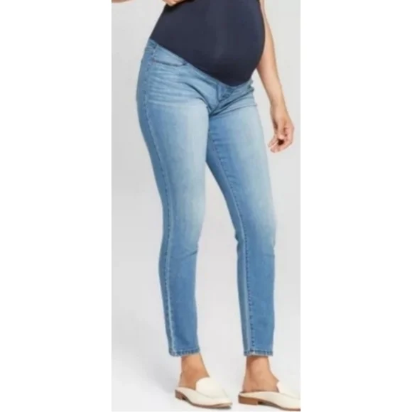 Isabel Maternity Crossover Panel Jeggings Medium Wash Size 12 - Picture 4 of 14